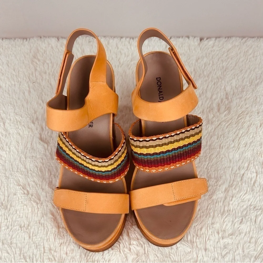 Donald J. Pliner orange straps wood heel platform sandals-6